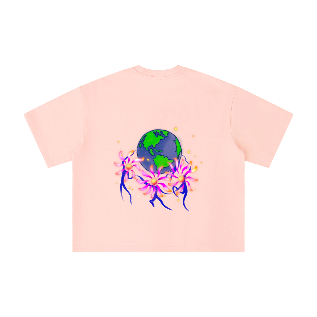 'Earth Dance' T-Shirt - Pink (Boxy cut)