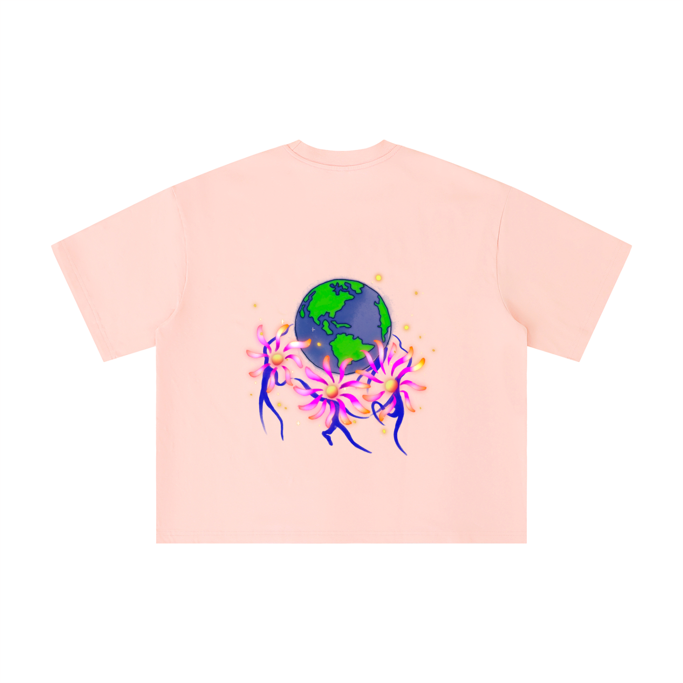 'Earth Dance' T-Shirt - Pink (Boxy cut)